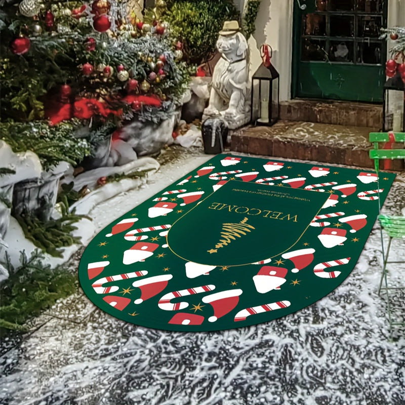 Christmas Pattern Rubber Fabric Non-slip Rug