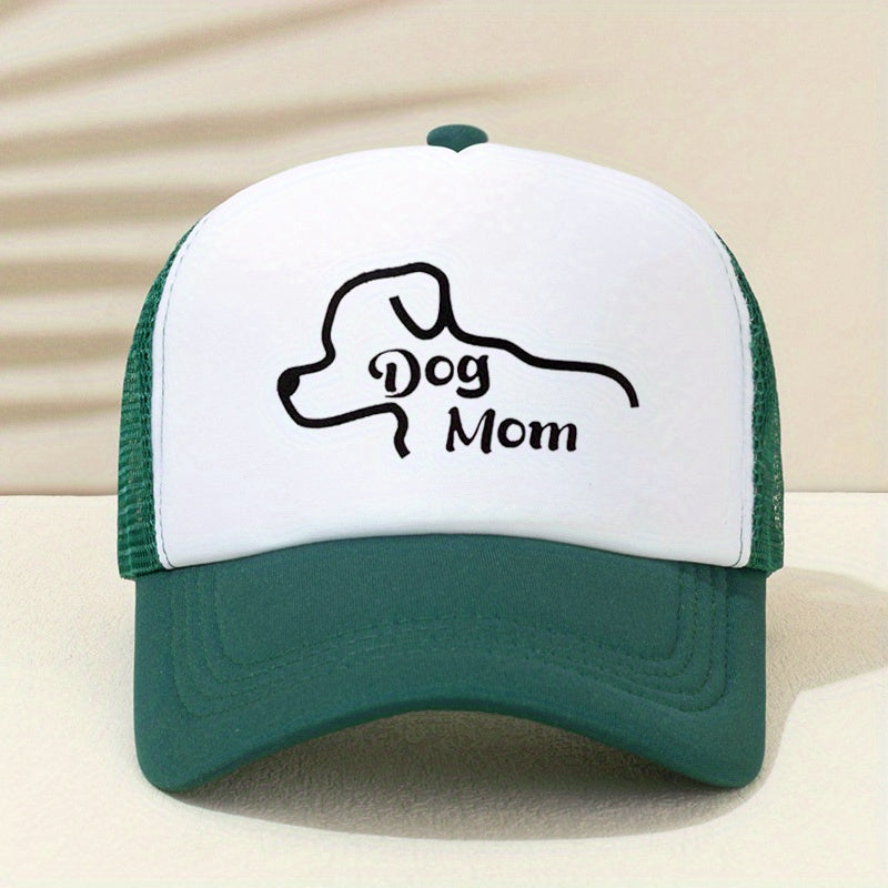 Dog Mom Print Trucker Hat Mesh Casual Baseball Cap Lightweight Dad Hats