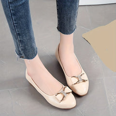 Women's Bowknot Flat Shoes Point Toe Slip On Versatile Dress Shoes