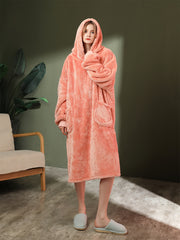 Cozy Hooded Night Robe with Pockets for Women