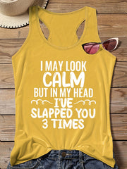  Casual Tank Top Women's Plus Slogan Print Round Neck Vest Top