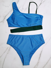  Colorblock Cut Out Bikini Set, Bra & Panty Swimsuit 2 Piece