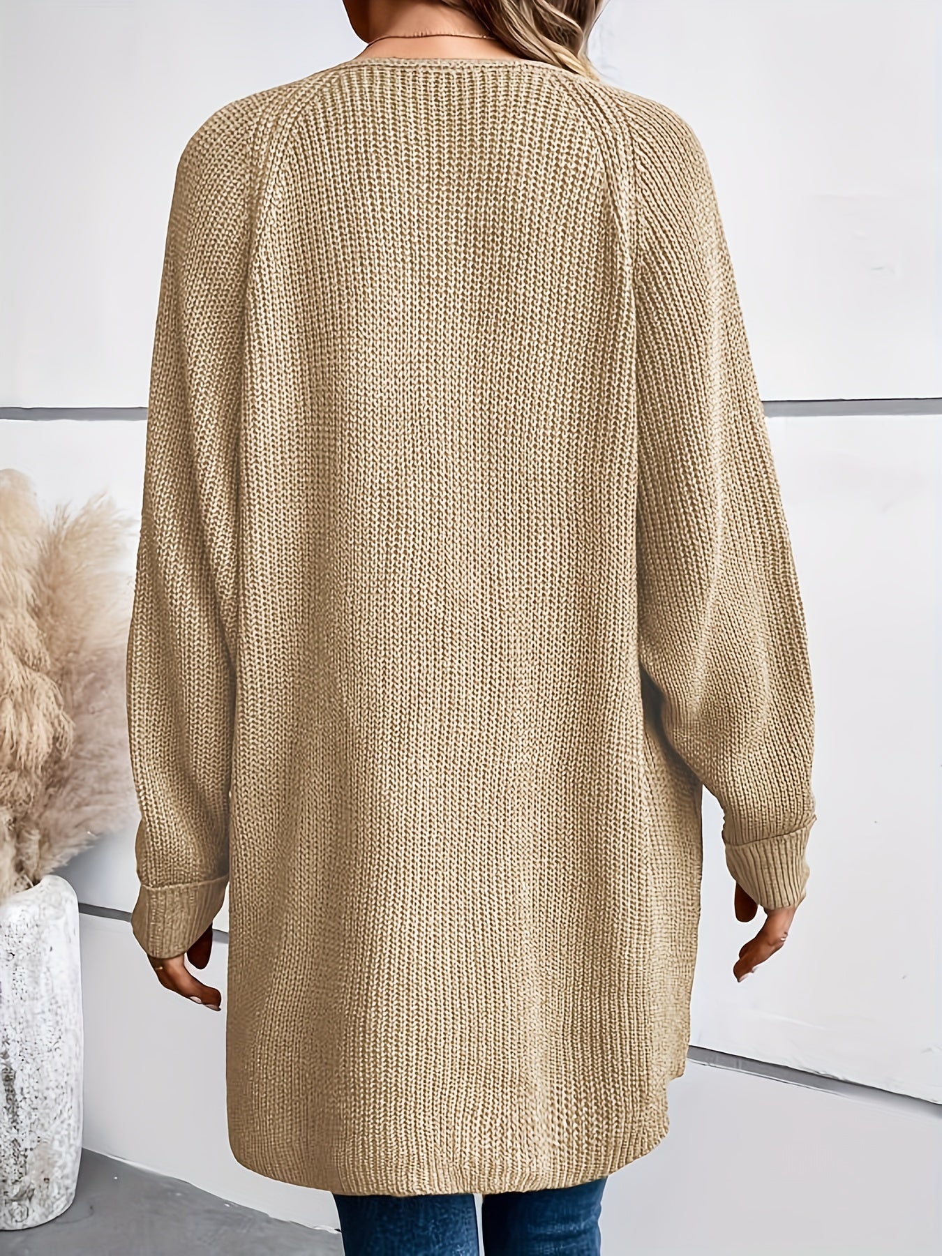  Solid Long Sleeve Open Front Cardigan