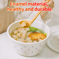 Enamel Pot with Lid for Serving Dishes and Soup