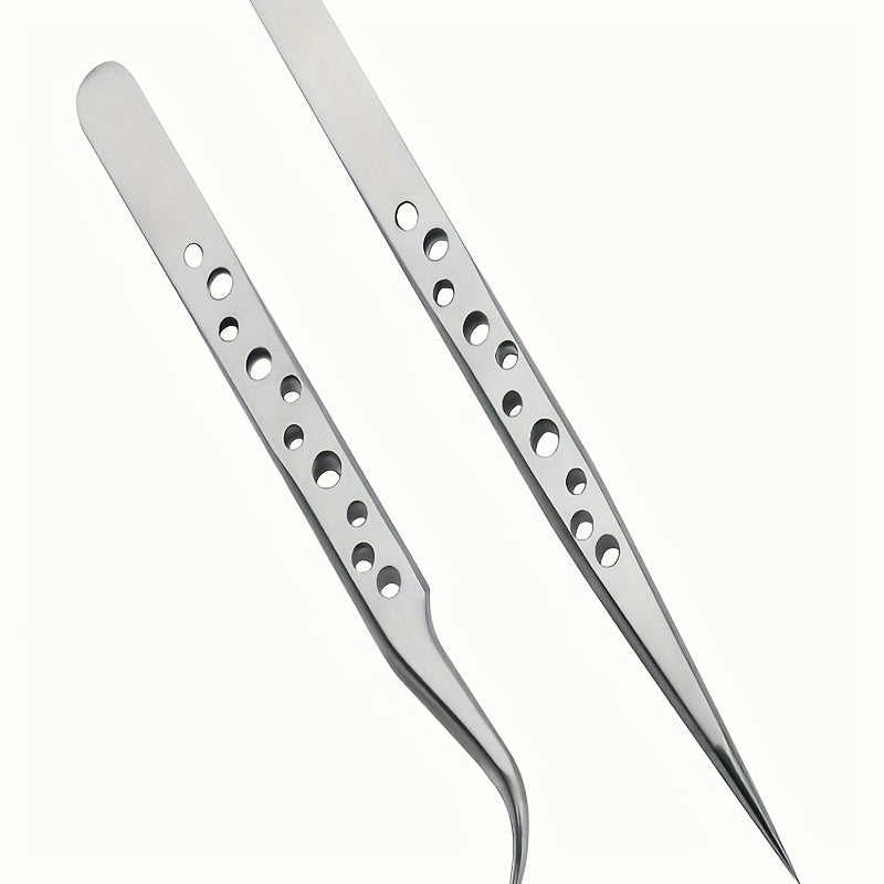 Precision Tweezers Set for Electronics Soldering Maintenance Makeup 2pcs