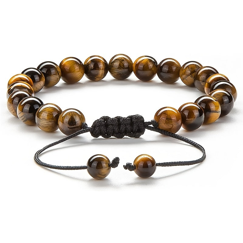 1PC Braided Rope Tiger Eye Stone Bracelet Men Women Matte Agate Bangle