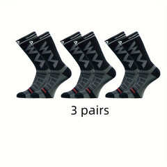 Men's Non Slip Sport Socks Mid Crew Shock Absorption Breathable Athletic Socks