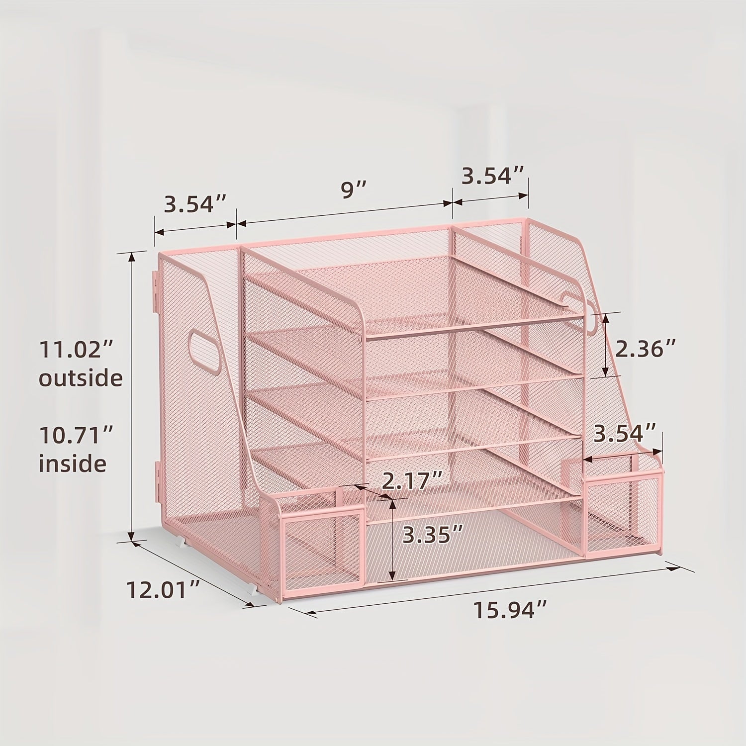 5 Tier Paper Letter Tray Organizer with Journal Clip