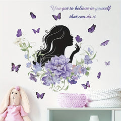 Purple Flower Beauty Wall Decal - Inspirational Quote - Positive Saying