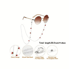 Crystal Cherry Glasses Chain Lanyard Retainer