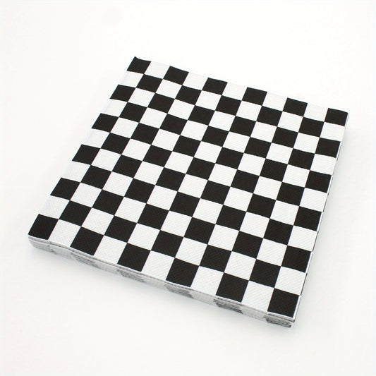 20Pcs Disposable Checkered Square Napkins for Bathroom Hotel Kitchen Party