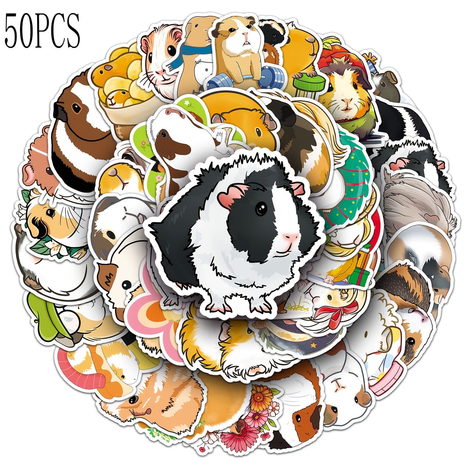 50pcs Guinea Pig Vinyl Stickers for Scrapbooking Diaries Water Bottles