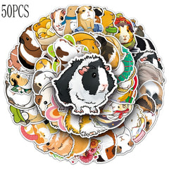 50pcs Guinea Pig Vinyl Stickers for Scrapbooking Diaries Water Bottles