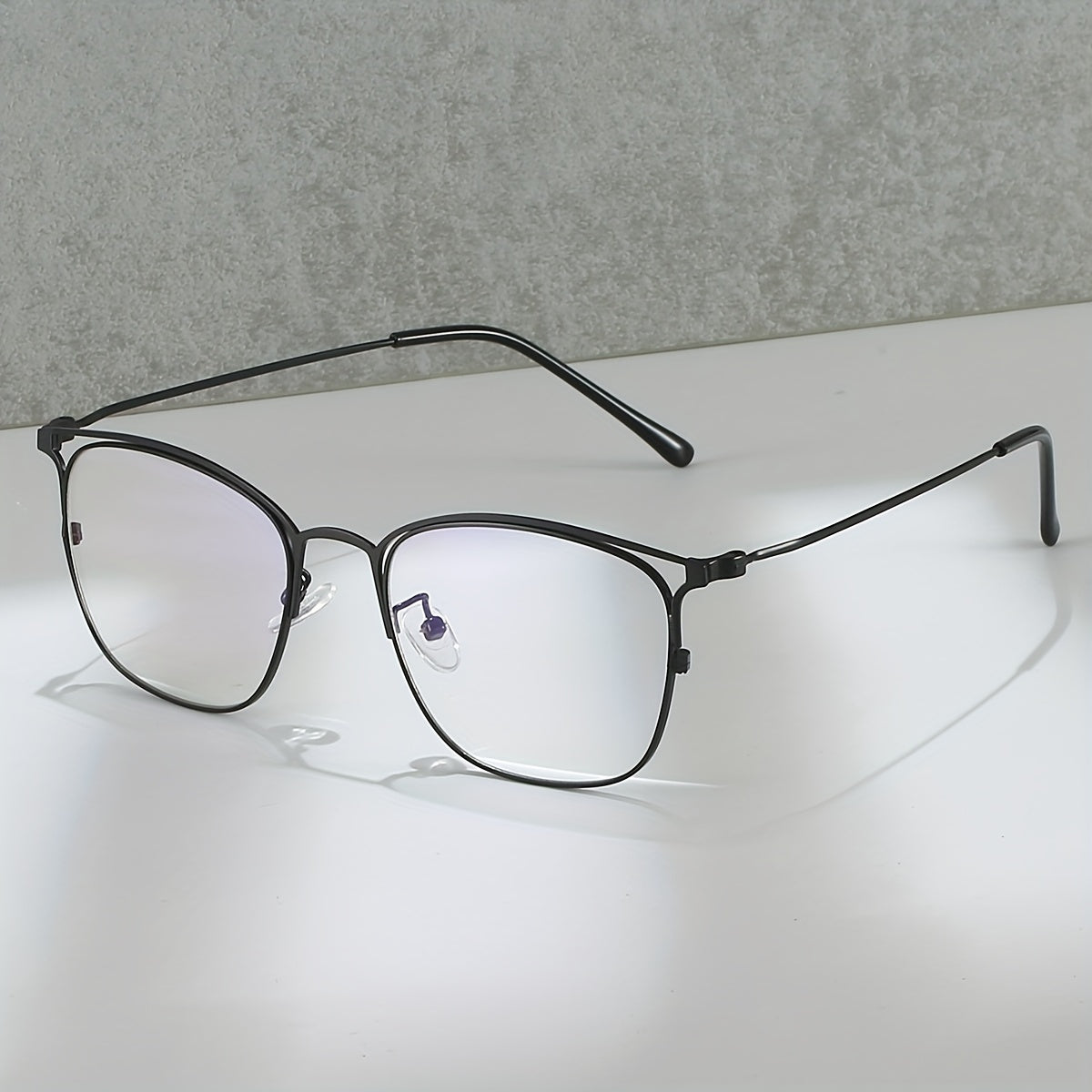 Square Anti Glasses For Women Men Lightweight Metal Frame Clear Lens Glasses