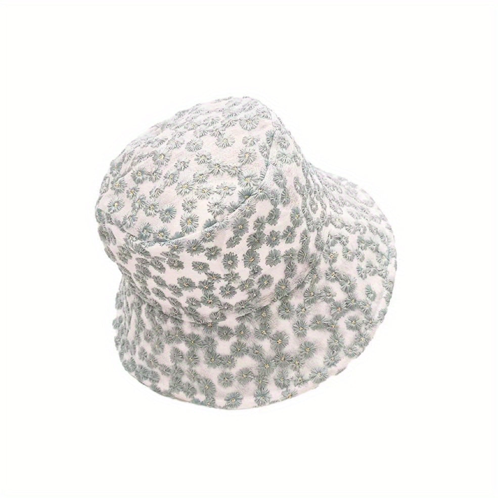 Mesh Lace Flower Embroidery Fisherman Hat for Women