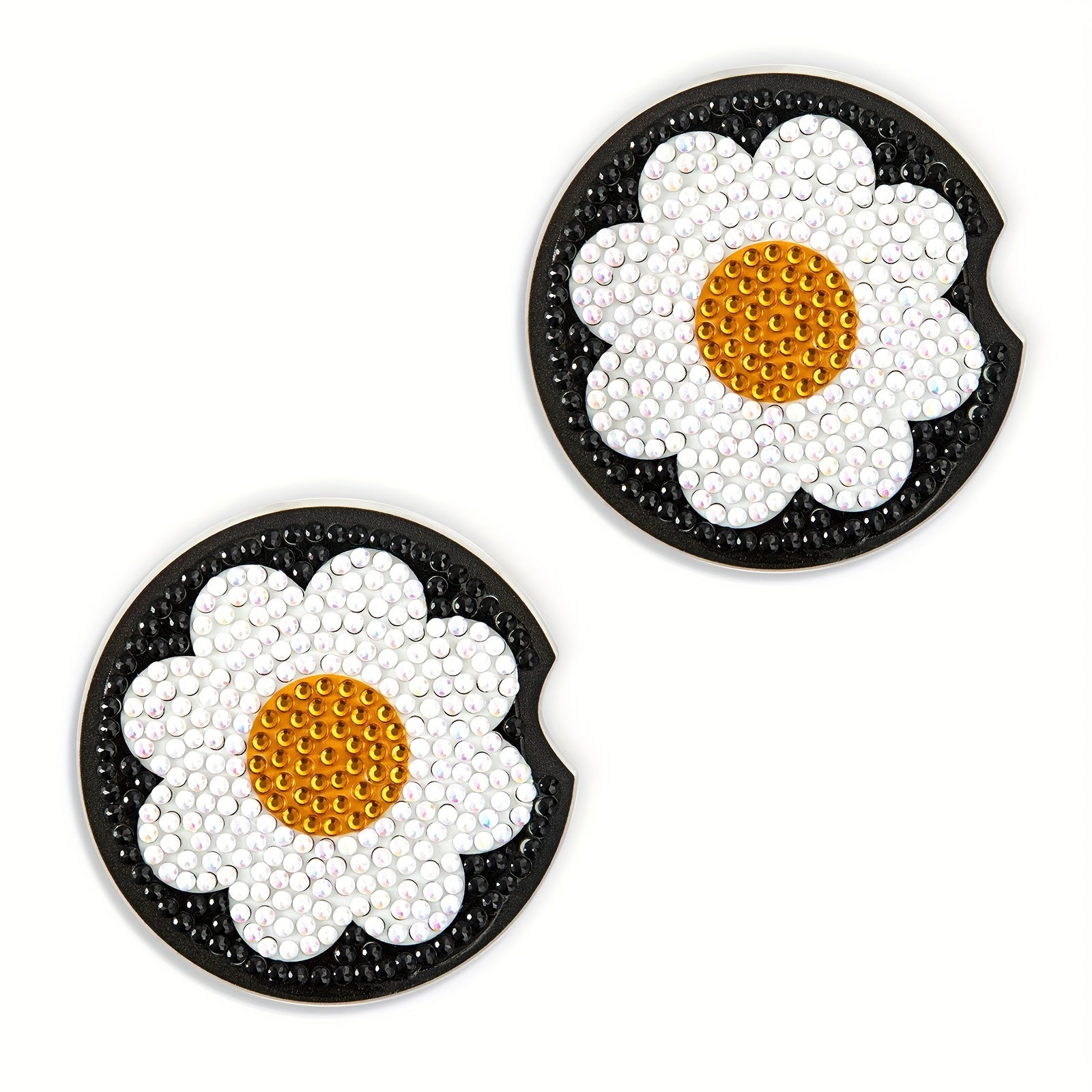 Sunflower DIY Diamond Car Coasters, Set of 2