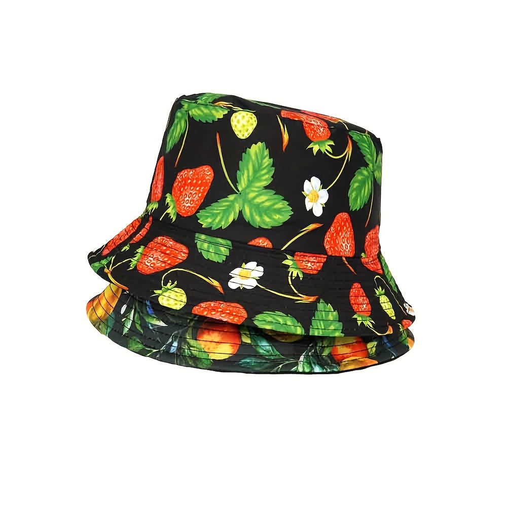 Plant Fruit Print Fisherman's Hat Double Sided Sun Hat