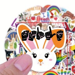 50pcs ASL Waterproof Vinyl Stickers for Water Bottle Laptop Luggage