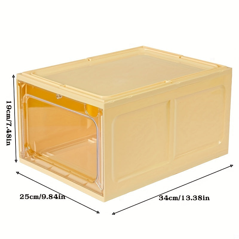 Durable Plastic Shoe Organizer with Magnetic Door - Stackable Shoe Box