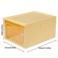 Durable Plastic Shoe Organizer with Magnetic Door - Stackable Shoe Box