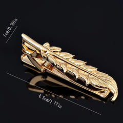 Golden Feather Shape Metal Collar Clip Men's Business Casual Tie Clip