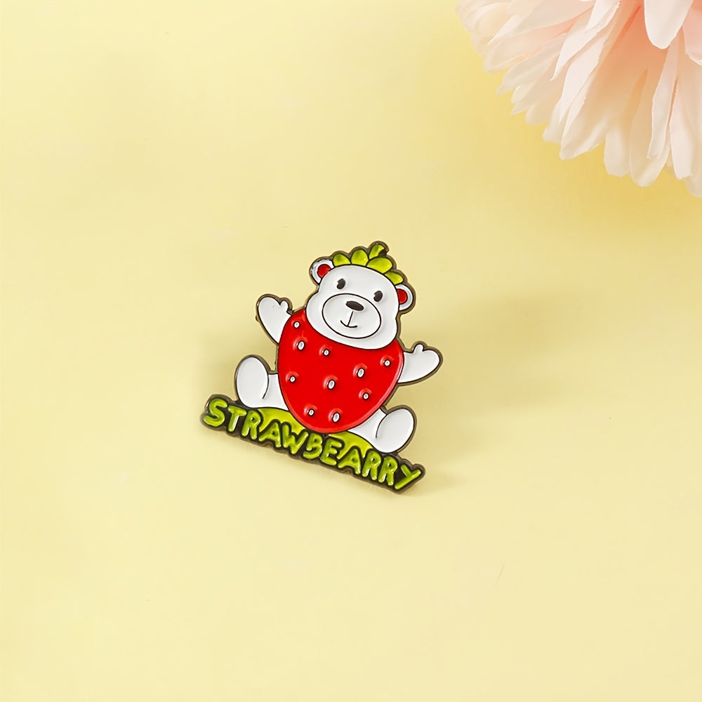 Strawberry Bear Brooch Funny Anime Pin Clothing Decoration