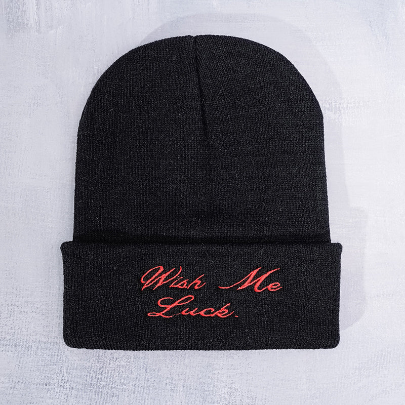 Shallow Knitted Beanie Hat Embroidery Alphabet Stretchy Soft Headwear Accessory