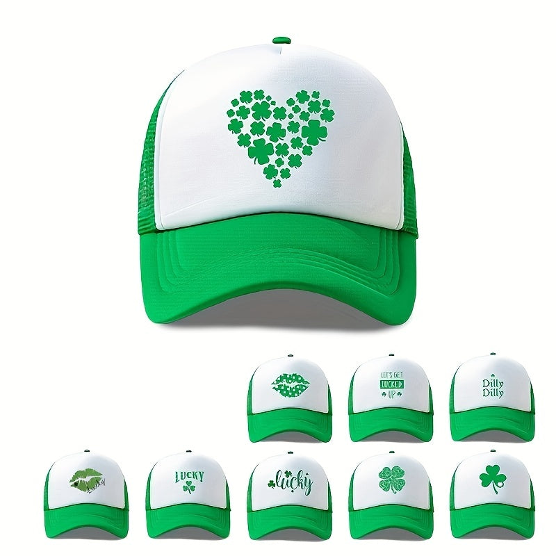 Peach Heart Lip Lucky Clover Baseball Cap Trucker Hat