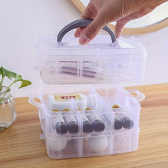 3-Layer Portable Storage Box 18 Grid Clear Plastic Organizer Tool Toy Stackable
