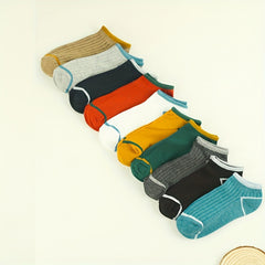 10 Pairs Colorblock Ankle Socks Soft Lightweight Low Cut Women's Stockin