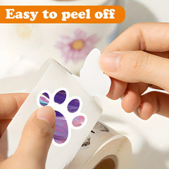 500 Colorful Dog Paw Sticker Roll for Water Bottles Laptops Luggage