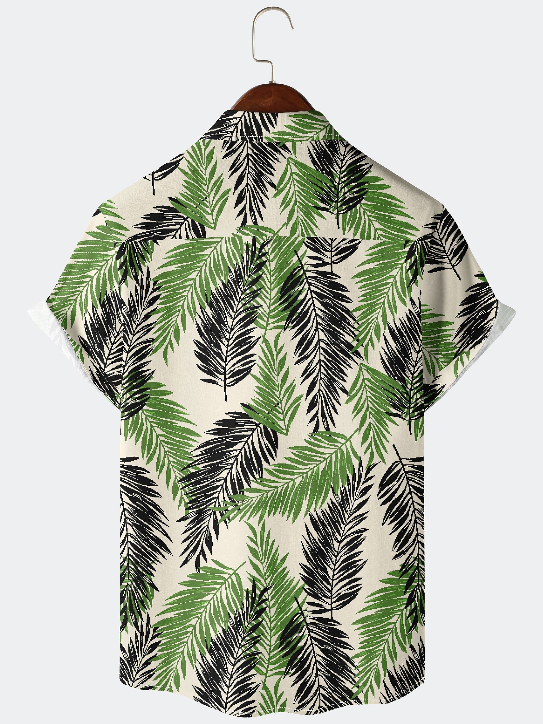 Leaf Pattern Hawaiian Shirt Men's Button Up Short Sleeve
