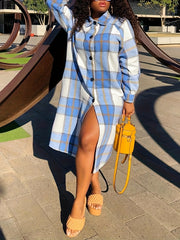 Plaid Print Long Sleeve Button Up Shirt Top