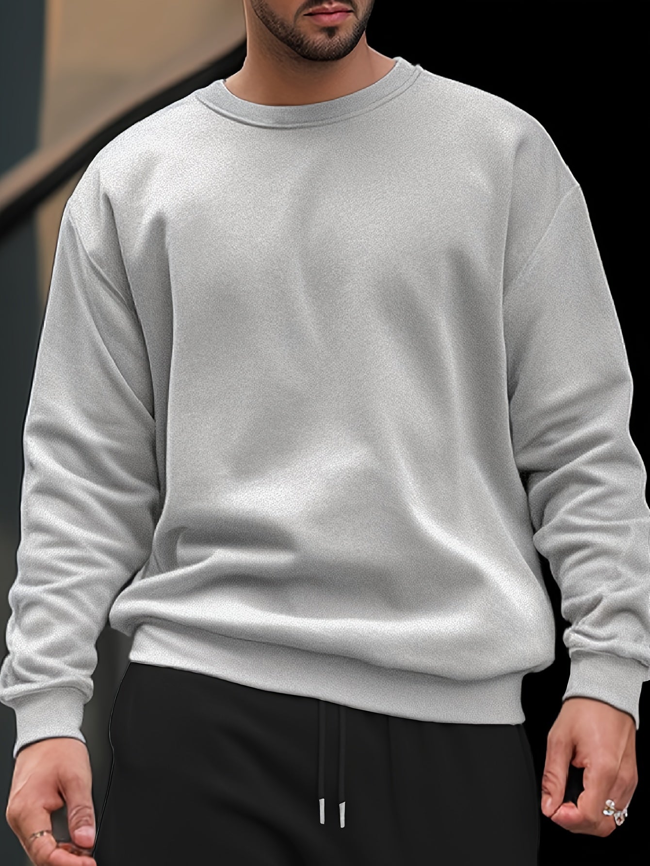 Men's Round Neck Sweatshirt Loose Pullover Autumn Winter