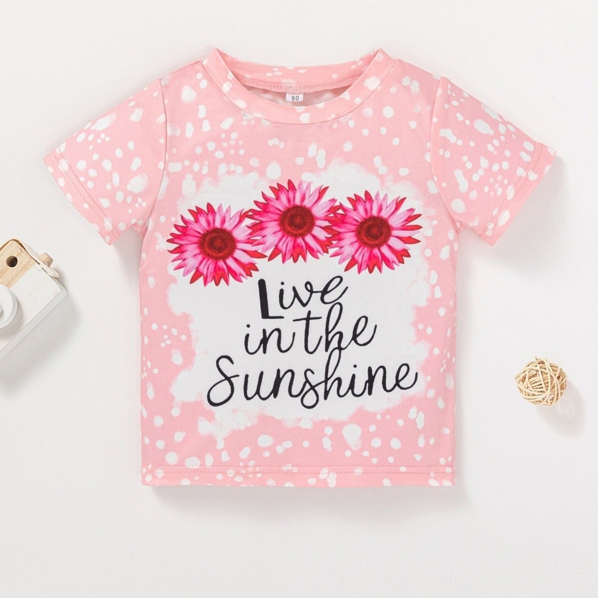 Baby Girls Sunshine Polka Dot Sunflowers Cotton T shirt Tees Tops