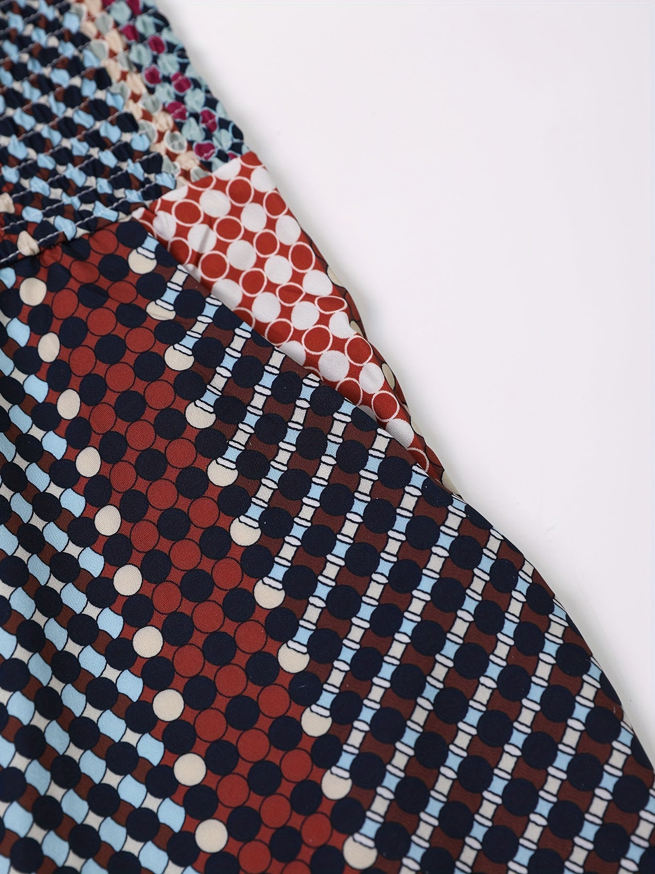  Colorblock Dot Print High Rise Wide Leg Pants