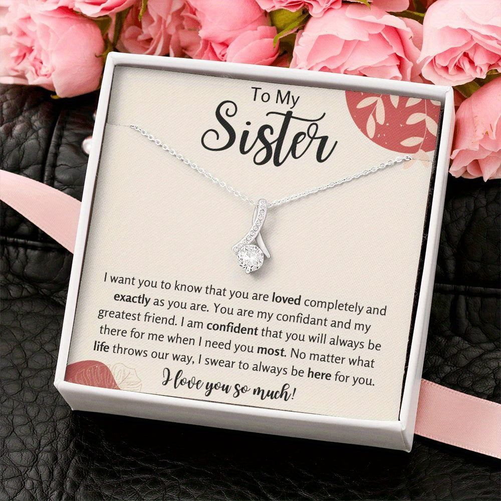 Sister Christmas Gift Necklace with Message Card
