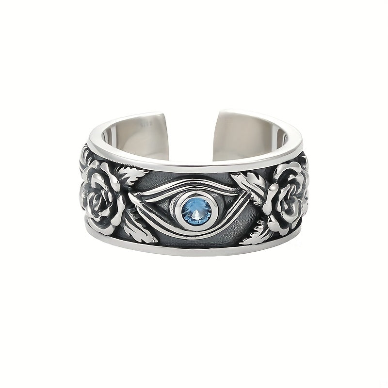 Vintage Silvery Eyes Open Ring for Men