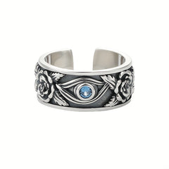Vintage Silvery Eyes Open Ring for Men