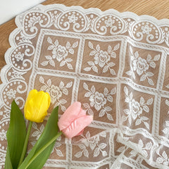 Elegant Beige Lace Tablecloth for Coffee Table or Bedside Cabinet