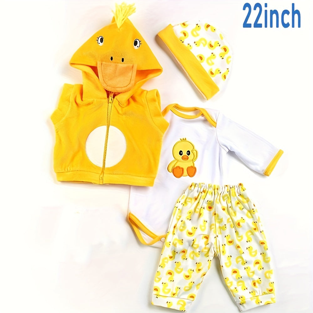 5pcs Yellow Duck Reborn Dolls Clothes Set 55-88cm Baby Doll Accessories