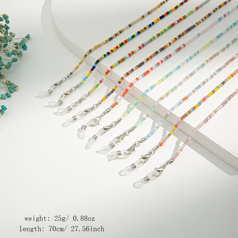 Crystal Beaded Glasses Chain Colorful Lanyard for Women Girls