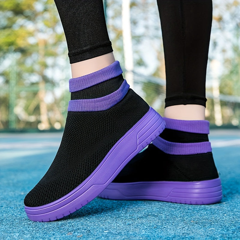 Women's Knit Breathable Sneakers Lightweight Slip-on Casual Shoes