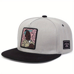 Men's High Portrait Embroidered Hip Hop Flat Brim Hat Baseball Cap