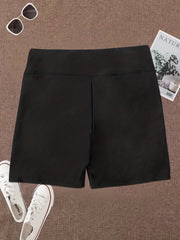 Heart Print Biker Shorts High Waist Sporty Casual Short Leggings