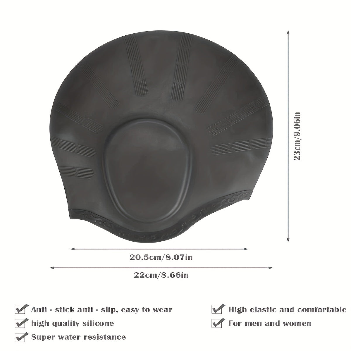 Silicone Swimming Cap with Ear Pockets for Long Hair