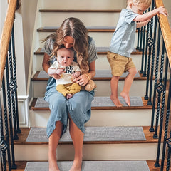 7pcs Linen Stair Treads Non Slip Self Adhesive Backing