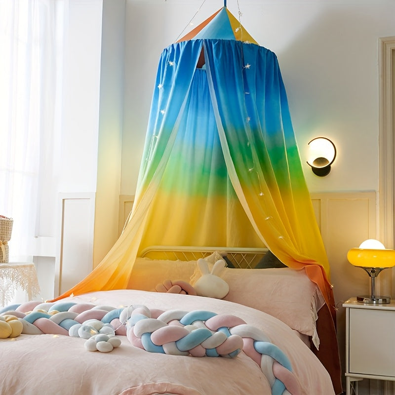 Rainbow Print Canopy Bedding Polyester Mosquito Net for Kids