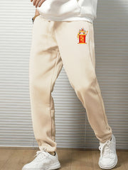 Men's Cartoon Lion Dance Print Sweatpants