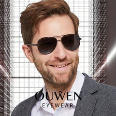 OUWEN Classic Aviator Sports Sunglasses For Men Metal Frame UV Protection